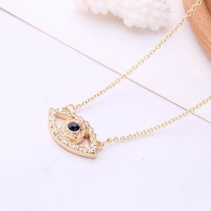3x Evil Eye CZ Boho Gold Necklace